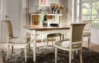 Casa Padrino Luxus Jugendstil Esszimmer Stuhl 4er Set Gold / Creme - Esszimmer Möbel