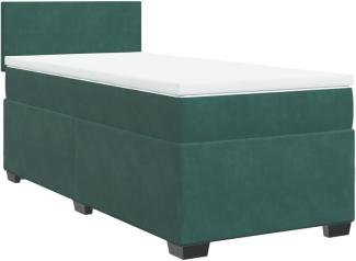 Boxspringbett mit Matratze Dunkelgrün 90x190 cm Samt