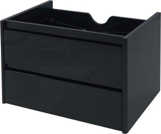 Waschbeckenunterschrank HWC-B19, Waschtischunterschrank Waschtisch Badezimmer, hochglanz Soft-Close 50x60cm ~ schwarz