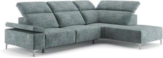 VitaliSpa Ecksofa Loungesofa Boxspringsofa James Grau Relaxfunktion 301x86 cm modern Wohnzimmer Sofa Wohnzimmercouch Loungeecke Polstereckcouch Taschenfederkern USB-Anschluss Fußteil ausfahrbar