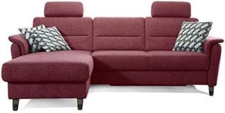 Cavadore Ecksofa Palera mit Federkern / L-Form Sofa mit Longchair links / 244 x 89 x 164 / Stoff Rot