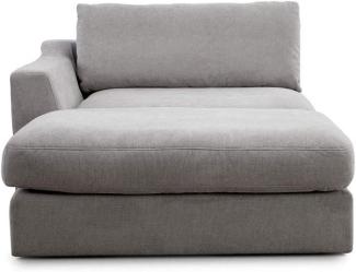 CAVADORE Sofa-Modul "Fiona" Longchair mit Armteil links / XXL-Recamiere passend zur Couchgarnitur Fiona / 139 x 90 x 199/Webstoff hellgrau