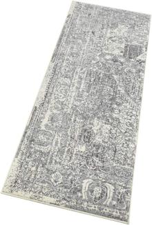 Kurzflor Teppich Plume Grau Creme - 80x250x0,9cm