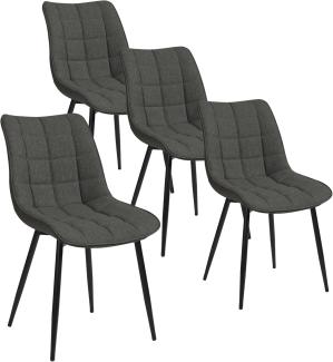WOLTU 4 x Esszimmerstühle 4er Set Esszimmerstuhl Küchenstuhl Polsterstuhl Design Stuhl mit Rückenlehne, mit Sitzfläche aus Leinen, Gestell aus Metall, Dunkelgrau, BH206dgr-4