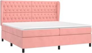 vidaXL Boxspringbett mit Matratze Rosa 200x200 cm Samt