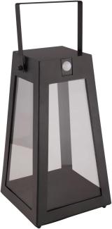LED Solar Laterne trapezförmig Metall schwarz mit Sensor 16,5x16,5x30cm von Globo