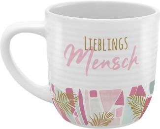GRUSS & CO Tasse mit Rillen "Mensch" | Steinzeug, 40 cl, mehrfarbig | Geschenk Freunde | 48441