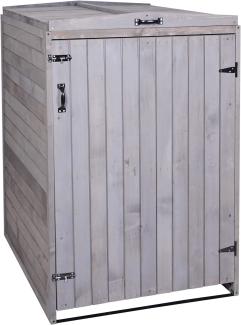 XL 1er-/2er-Mülltonnenverkleidung HWC-H74, Mülltonnenbox, erweiterbar 126x80x98cm Holz MVG ~ anthrazit-grau