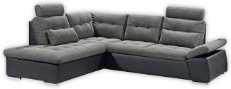 Ecksofa JAK Couch Schlafcouch Sofa Lederlook grau schwarz Ottomane links L-Form