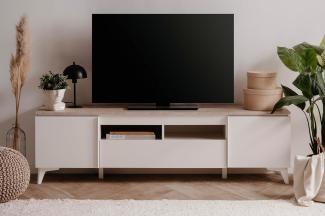 TV-Lowboard Bertrix in weiß und sand 177 cm