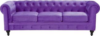 3-Sitzer Sofa Samtstoff violett CHESTERFIELD