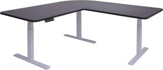 Eck-Schreibtisch, schwarz/grau, elektrisch höhenverstellbar