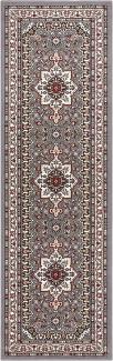 Orientalischer Kurzflor Teppich Parun Täbriz Grau - 80x250x0,9cm