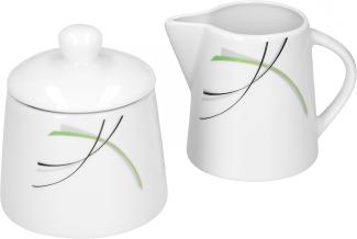 Set Zuckerdose 28cl & Milchkännchen 23cl Donna - weißes Porzellan mit Liniendekor 2-teilig
