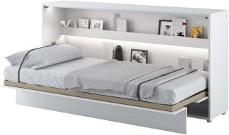MEBLINI Schrankbett Bed Concept - Wandbett mit Lattenrost - Klappbett mit Schrank - Wandklappbett - Murphy Bed - Bettschrank - BC-06 - 90x200cm Horizontal - Weiß Hochglanz/Weiß