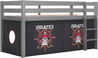Vipack Spielbett 'Pino'grau mit Textilset 'Pirates'