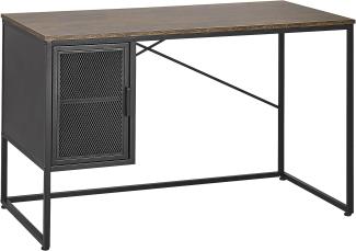 Schreibtisch mit Schrank dunkler Holzfarbton schwarz 118 x 60 cm VINCE