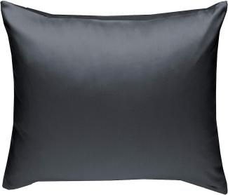 Bettwaesche-mit-Stil Mako-Satin / Baumwollsatin Bettwäsche uni / einfarbig dunkelgrau Kissenbezug 50x50 cm