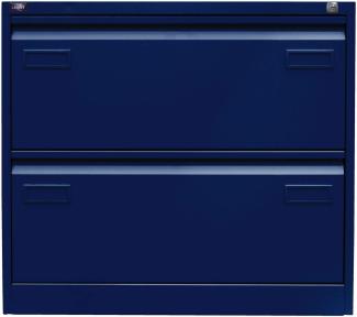 Bisley LIGHT Hängeregistraturschrank, doppelbahnig, DIN A4, 2 HR-Schubladen, Farbe oxfordblau