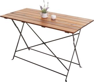 Biergartentisch HWC-J40, Klapptisch Gartentisch, Gastronomie-Qualität Akazie MVG-zertifiziert 120x60cm ~ braun