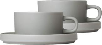 Blomus Pilar Set 2 Teetassen, Tasse, Becher, Trinkgefäß, Keramik, Mirage Grey, 170 ml, 63912