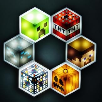 Paladone Hexagon LED-Leuchten, Minecraft - Frei stehend oder zur Wandmontage, anpassbare Minecraft-Block-Dekoration für jedes Zimmer mit Fernbedienung
