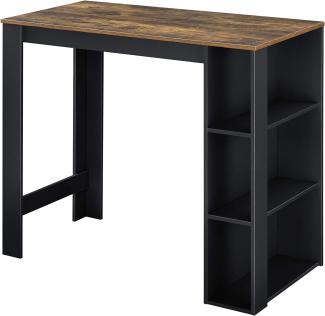 Bartheke Danderyd 120x60x106 cm mit 3 Ablageflächen Schwarz/Holz en. casa