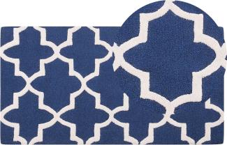 Teppich blau 80 x 150 cm marokkanisches Muster Kurzflor SILVAN