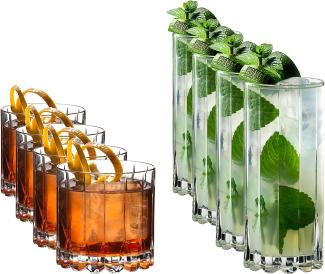 Riedel Drink Specific Glassware Rocks und Highball Set, 8-tlg, Tumbler, Cocktailglas, Longdrinkglas, Trinkglas, 5417/57