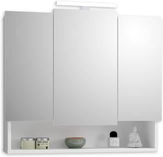 Stella Trading SEVEN Spiegelschrank Bad mit Beleuchtung in Weiß - Badezimmerspiegel Schrank mit viel Stauraum - 80 x 70 x 22 cm (B/H/T)