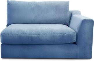 CAVADORE Sofa-Modul "Fiona"mit Armteil rechts / individuell kombinierbar als Ecksofa, Big Sofa oder Wohnlandschaft / 138 x 90 x 112 / Webstoff hellblau