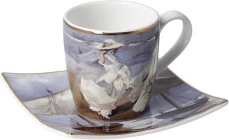 Goebel Espressotasse Joaquin Sorolla - Spaziergang am Strand, mit Untertasse, Artis Orbis, Fine Bone China, Bunt, 100 ml, 67018051