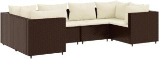 6-tlg. Garten-Lounge-Set mit Kissen Braun Poly Rattan 3308249