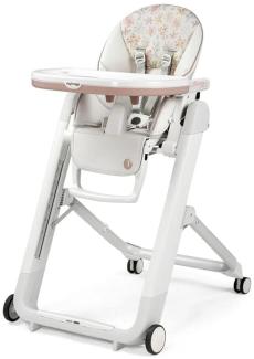 Peg Perego Siesta Follow me Hochstuhl Aquarelle, 9-fach verstellbare Sitzhöhe, max. 15 kg, 5-Punkt-Sicherheitsgurt mit Schrittgurt, Stop & Go-Bremssystem an den Rollen