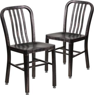 Flash Furniture Stuhl für den Innen- und Außenbereich, Stahllegierung, Kunststoff, schwarz-antikgoldfarben, 51 x 39 x 85 cm