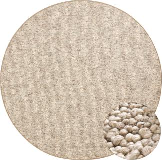 Woll-Optik Teppich Wolly - beige braun - 133 cm Durchmesser