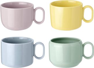 Rig-Tig MIX-N-MATCH buntes Tassen-Set, 4-tlg, Kaffeetasse, Becher, Steingut, Blau, Gelb, Pink, Grün, Z00141