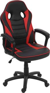 Bürostuhl HWC-F59, Schreibtischstuhl Drehstuhl Racing-Chair Gaming-Chair, Kunstleder ~ schwarz/rot