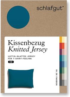 Schlafgut Knitted Jersey Bettwäsche | Kissenbezug einzeln 60x80 cm | petrol-deep