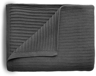 mushie Gestrickte Decke für Baby & Kinder | Decke auf 80x100 cm & 100% Bio-Baumwolle | Vielseitig & Perfekt für jedes Wetter (Ribbed Dark Gray Melange)