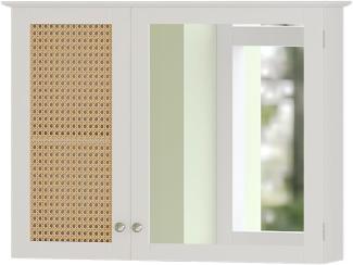 Vicco Spiegelschrank Rosario 60 x 49 cm, Weiß, mit 2 Türen, Badezimmer, modern