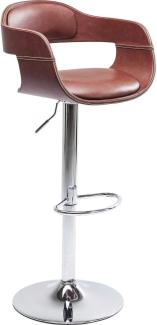 Kare Design Barhocker Monaco Nougat, braun/silber, höhenverstellbar, Rückenlehne, gepolsterte Sitzfläche, Fußstütze, pflegeleicht
