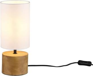 LED Tischleuchte Holzfuß mit Stoffschirm in Weiß Ø12cm Höhe 30cm