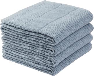 Schiesser Handtücher Turin im 4er Set aus 100% Baumwolle, nachhaltig und fair produziert, Farbe:Rauchblau, Größe:50 cm x 100 cm