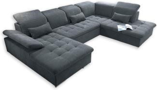 Couch WAYNE R Sofa Schlafcouch Wohnlandschaft Schlaffunktion anthrazit U-Form rechts