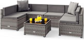 CASARIA® Polyrattan Lounge Set XL 7 cm Auflagen Rückenkissen