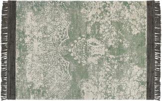 Teppich Viskose grün beige 160 x 230 cm cm orientalisches Muster Kurzflor AKARSU