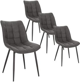 WOLTU 4 x Esszimmerstühle 4er Set Esszimmerstuhl Küchenstuhl Polsterstuhl Design Stuhl mit Rückenlehne, mit Sitzfläche aus Stoffbezug, Gestell aus Metall, Dunkelgrau, BH247dgr-4