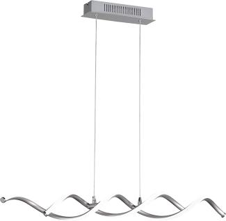 LED Pendelleuchte, Wellen Design, Aluminium silber, H 150 cm