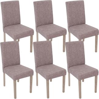 6er-Set Esszimmerstuhl Littau, Stuhl Küchenstuhl ~ Textil, grau, Beine Struktur - Eiche
